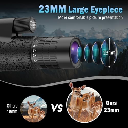 Sogries compact monocular telescope adjusted to forty five times magnification setting for detailed long distance bird watching.