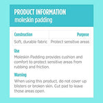 Three pack of Comfort Zone moleskin padding showing the adhesive backing and packaging.