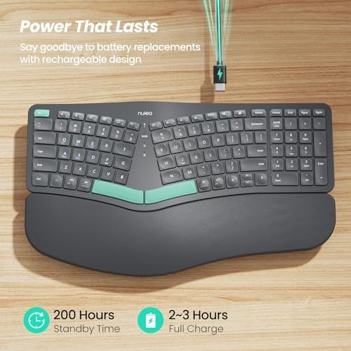 Close up view of the dual-mode Bluetooth and USB-C charging interface on the wireless keyboard