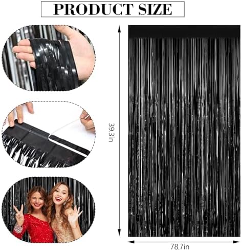 Shimmering black photo booth props for birthday celebrations
