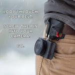 Demonstration of the ergonomic pivoting movement of the camera body while securely locked into the hip holster.