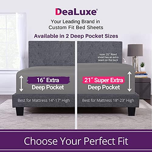 DeaLuxe Extra Deep Pocket Grey Fitted Sheet Corner Detail