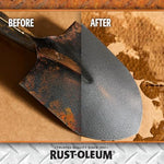 Rust-Oleum 300112 automotive rust remover being rinsed off a clean iron bicycle chain frame