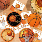 Full basketball party collection with tablecloth and balloons
