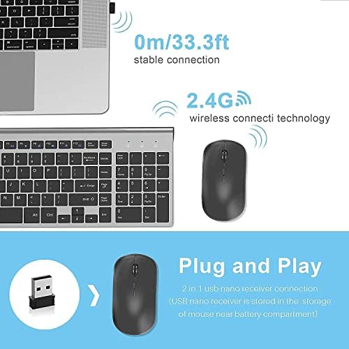 Ergonomic slim wireless computer keyboard with low profile keys