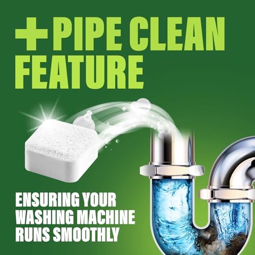 Bleach-free septic safe washing machine deodorizer tablets for high efficiency washers.