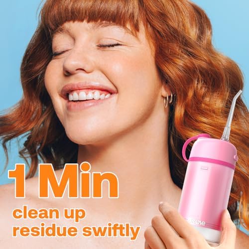 Bitvae cordless dental flosser showing collapsible telescopic water tank feature.