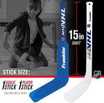 Close up view of the textured blade surface on the miniature goalie stick detailing the shot zone pattern.