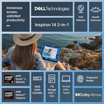 Dell convertible laptop folded into tablet mode highlighting the 14-inch display.