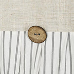 Full length display of the seventy-two inch woven linen cotton blend bathroom drape.