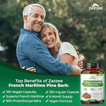 Side view of Zazzee 180 vegan capsules bottle highlighting the 20 to 1 concentrated extract ratio