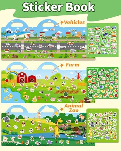 Walenced puffy toddler stickers pack displaying zoo and farm animal sheets