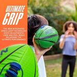 Side view of the machine stitched texture on the Nerf spiral grip football.