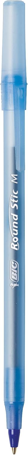 BIC blue ballpoint pens translucent barrel close up
