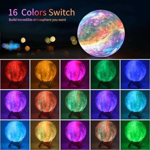 GDPETS 3D printed starry night light showing sixteen color variations