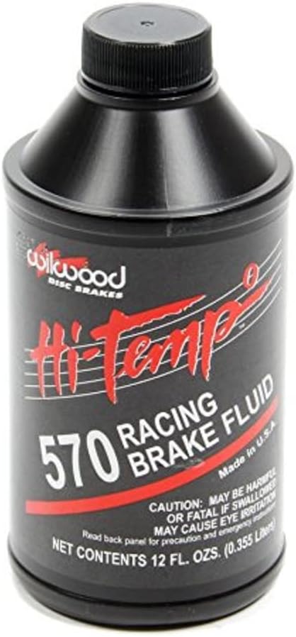 Wilwood 570 Hi-Temp Racing Brake Fluid 12 ounce bottle front view high performance automotive lubricant