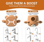 Skyroku independent hand washing tool for kids close up view detailing the soft silicone and burr-free plastic material.