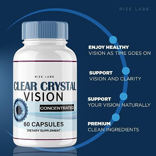 Clear Crystal Vision supplement bottle with health labels