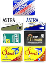 Assorted professional razor blades from the Razor Blades Club sampler pack