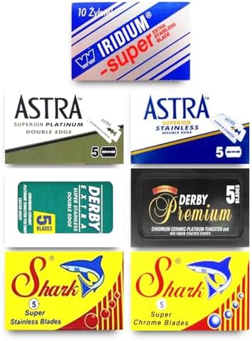 Assorted professional razor blades from the Razor Blades Club sampler pack
