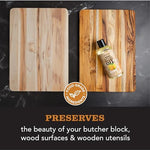 Clark's food grade mineral oil applied to a wooden cutting board