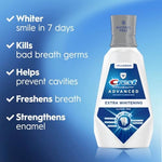 Crest alcohol free whitening rinse back label displaying ingredients and usage instructions