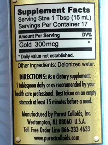 Purest Colloids MesoGold 20 ppm Colloidal Gold 250 Milliliter top cap view