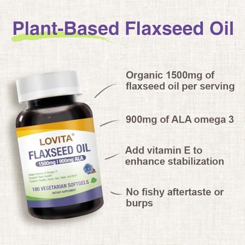 Lovita cold pressed flax seed oil 180 vegetarian softgels supplement facts panel