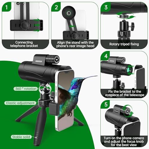 Asacam premium waterproof and fogproof outdoor monocular scope showing the adjustable focus wheel
