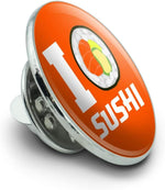 Graphics & More sushi heart pinback button close up