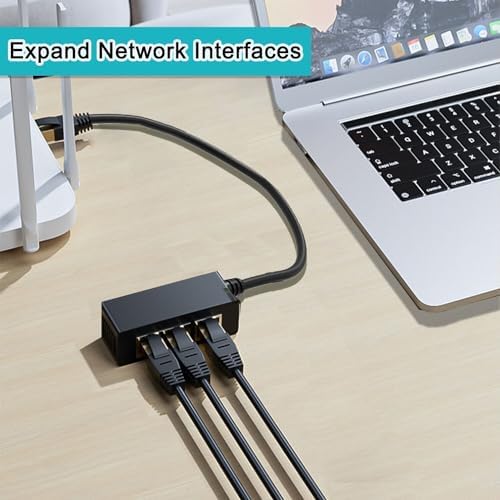 Close up of Ankky RJ45 1 to 3 port network splitter