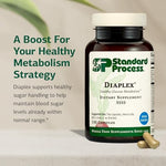 Standard Process Diaplex supplement bottle showing ingredients and nutrition facts label.