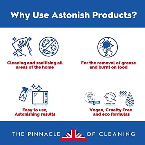 Back label of Astonish cookware cleaner showing product ingredients and usage instructions.