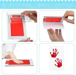 Demonstration of a newborn registry keepsake being created using the Jexine non-toxic pet paw print stamp kit.