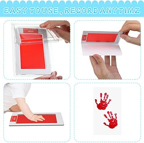 Demonstration of a newborn registry keepsake being created using the Jexine non-toxic pet paw print stamp kit.