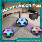 Two pack hover football discs showing the soft protective foam edge for furniture safety.