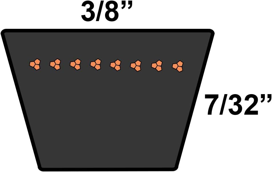 D&D PowerDrive 3L250 V belt profile and width angle view