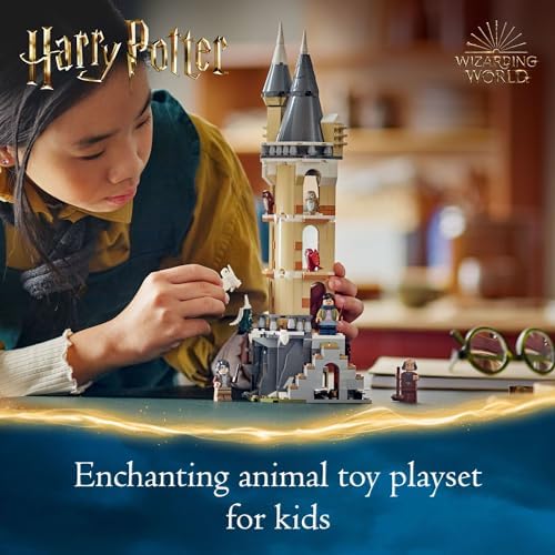 Lego Harry Potter Owlery tower model with owl figures