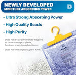Dry & Dry moisture absorber hanging in a wardrobe next to clothes.