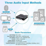 Hosyond TDA7498E amplifier board back panel with power and speaker wiring terminals.