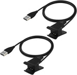 Kissmart Fitbit Alta replacement charging cable front view showing the dual pack black cords with premium USB connectors.