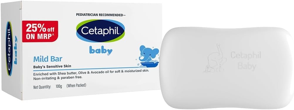 Cetaphil Baby Mild Cleansing Bar for Newborns & Babies 100 gm | With Shea Butter, Avocado Oil & Olive Oil | Gentle, Hypoallergenic, Pediatrician Recommended | Dry & Sensitive Skin - Image 6
