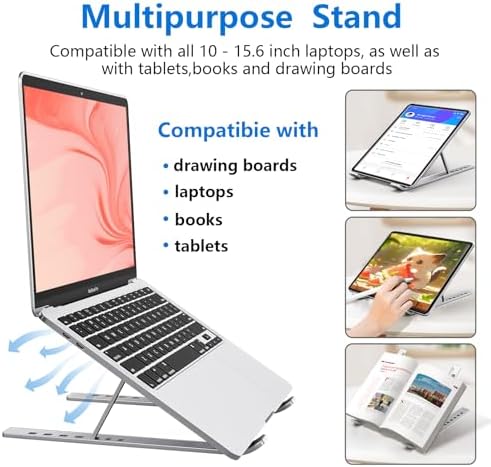 Sopholid aluminum desk holder supporting a fifteen inch premium notebook to demonstrate sturdy weight capacity and stability.