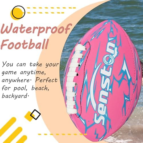 Senston beach and pool football being inflated with the included hand pump