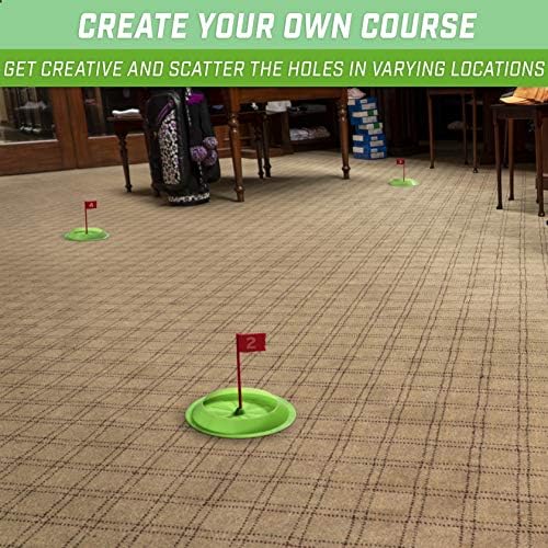 Close up of GoSports putting cup and golf ball