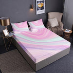 Close up of pastel pink purple and blue tie dye bedding texture