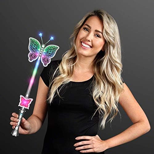 Hand holding the FlashingBlinkyLights 17 inch butterfly fairy wand