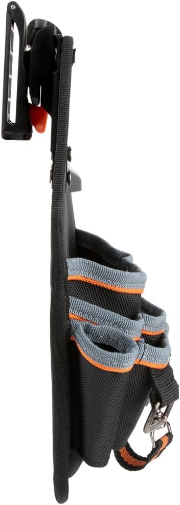 Side angle of Klein Tools MODbox tool pouch with tape loop detail