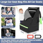 Car seat cover folded into carrying pouch for storage