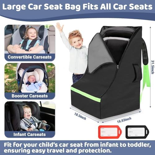 Car seat cover folded into carrying pouch for storage